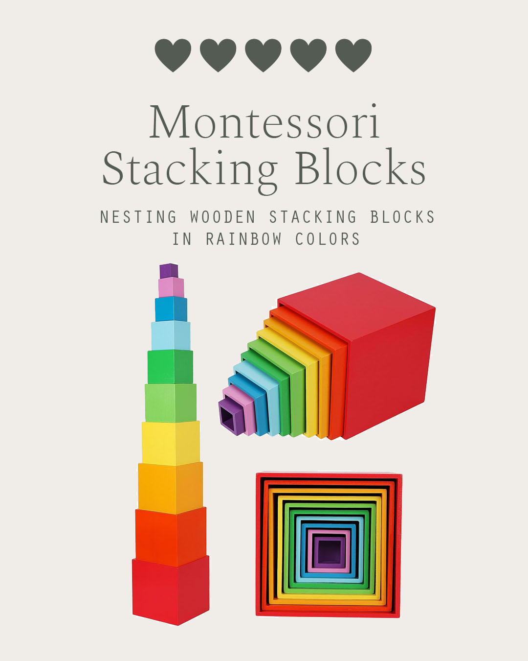 Montessori Wooden Stacking Blocks